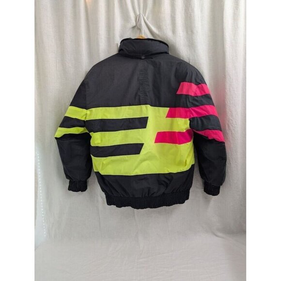 Be in the Current Seen Men's Medium vintage ski jacket, black and neon, zip up - Picture 2 of 15